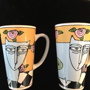Ursula Dodge "Mystery" Blue Kitty Mugs